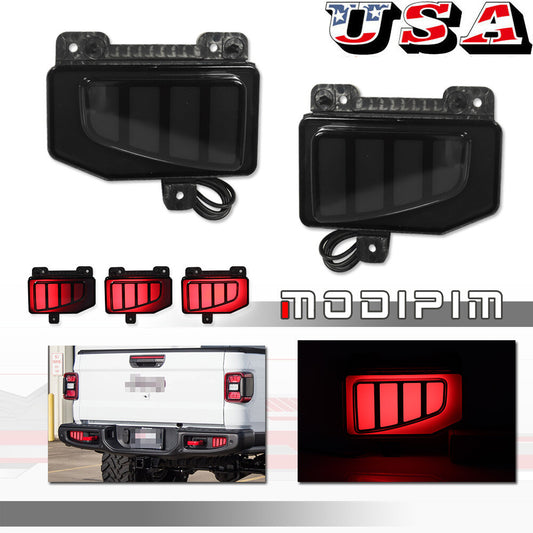 Smoked bumper reflector LED tail/brake sequence signal suitable for Jeep Gladiator JT- v
