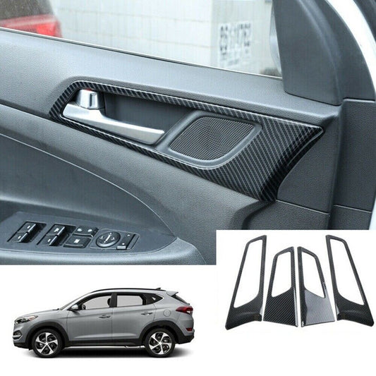 Carbon Fiber Interior Door Handle Bowl Cover Trim for Hyundai for Tucson 16~2021 New n