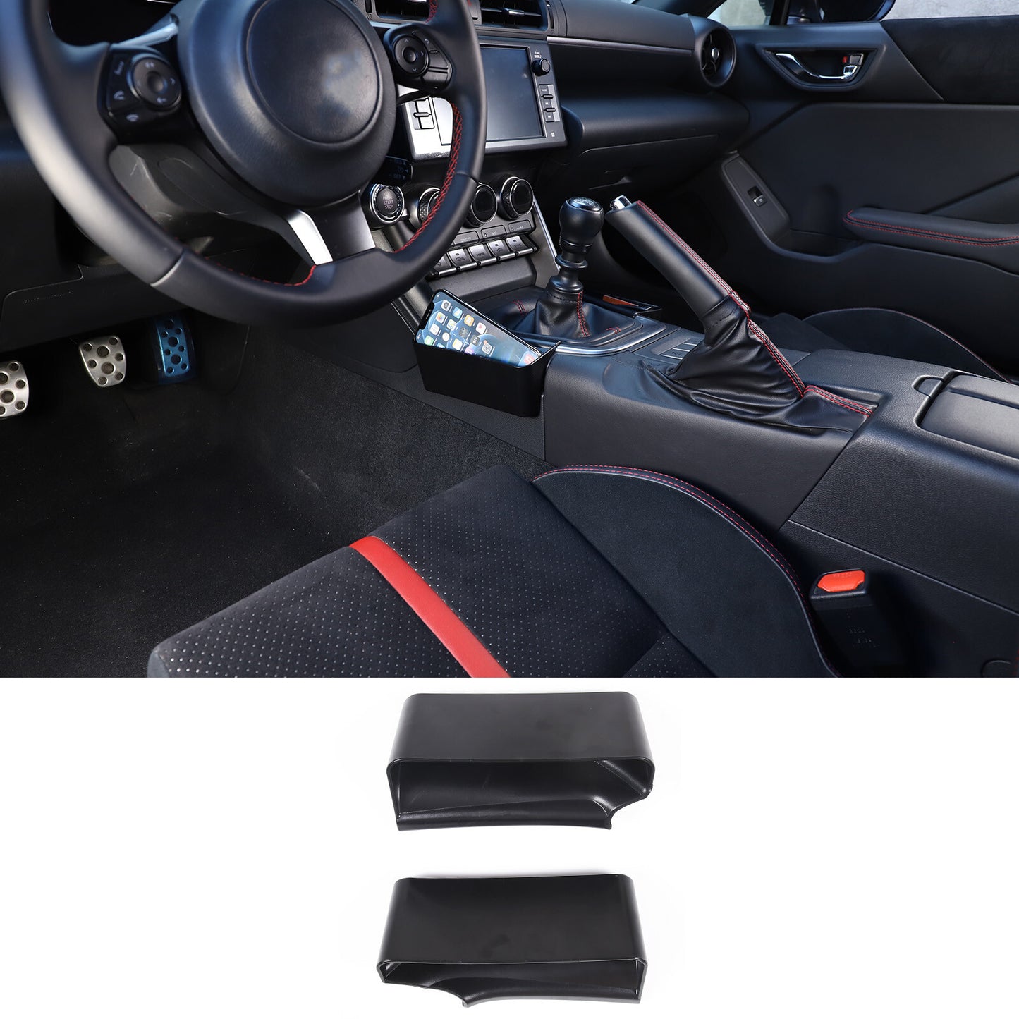ABS, red center console side knee panel trim for Corvette C8 2020-2023