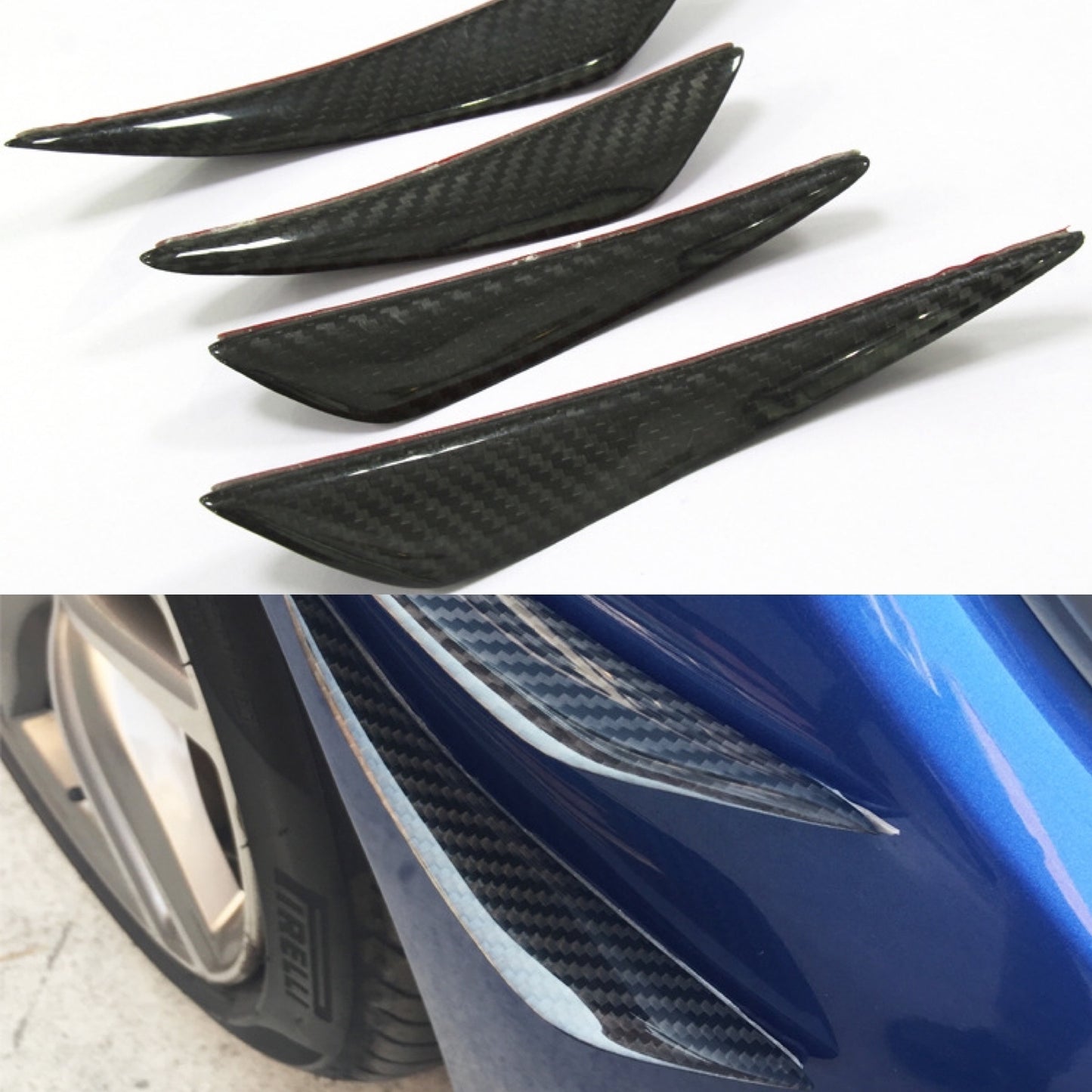 4pcs Universal Real Dry Carbon Fiber Front Bumper Fins Spoiler Canards