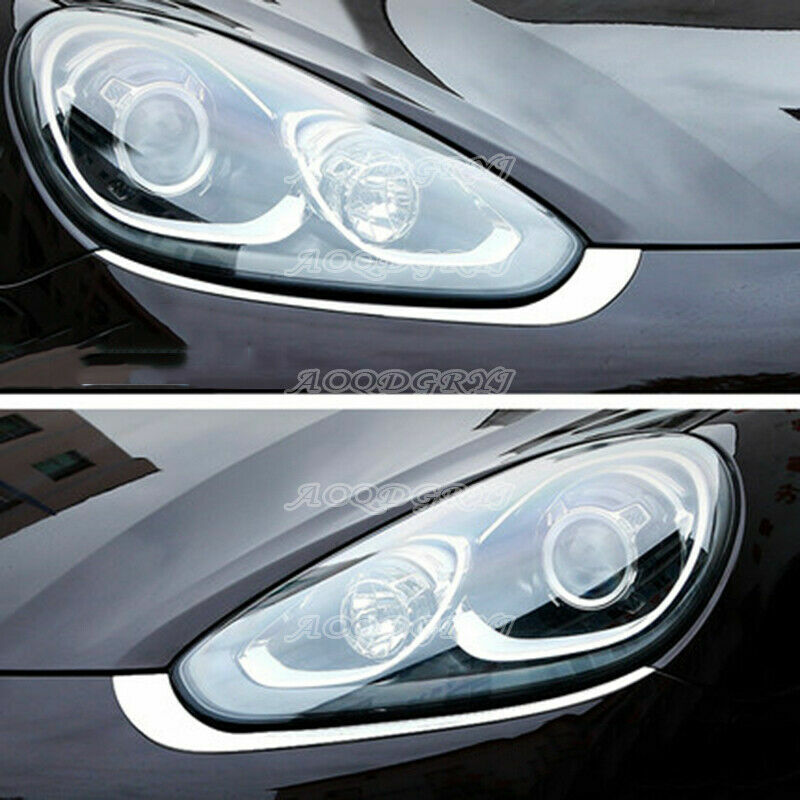 for Porsche for Cayenne 2015-2017 Chrome Front Headlight Eyebrow Trim Strip Cover 2X