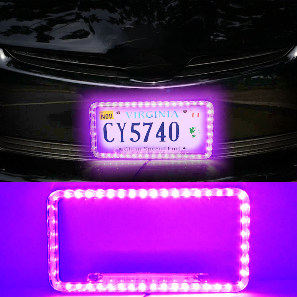 Universal suitable for purple LED neon license plate holders, front frame bracket 12V- n