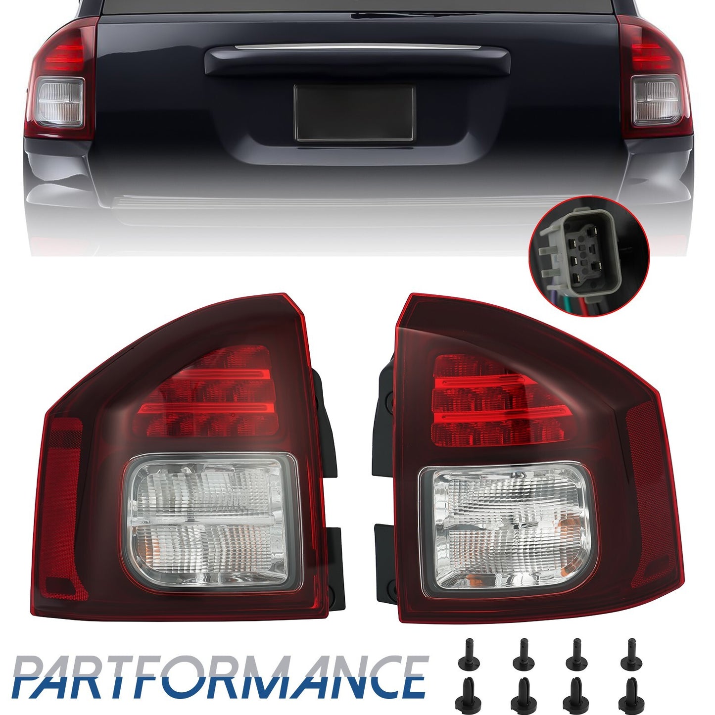 One pair left and right LED tail light brake with bulb for for Jeep Compass 2014 2015 2016 2017- v