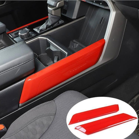 2P Red Inner Side Central Gear Shift Strip Cover Trim for Toyota Tundra 22-24