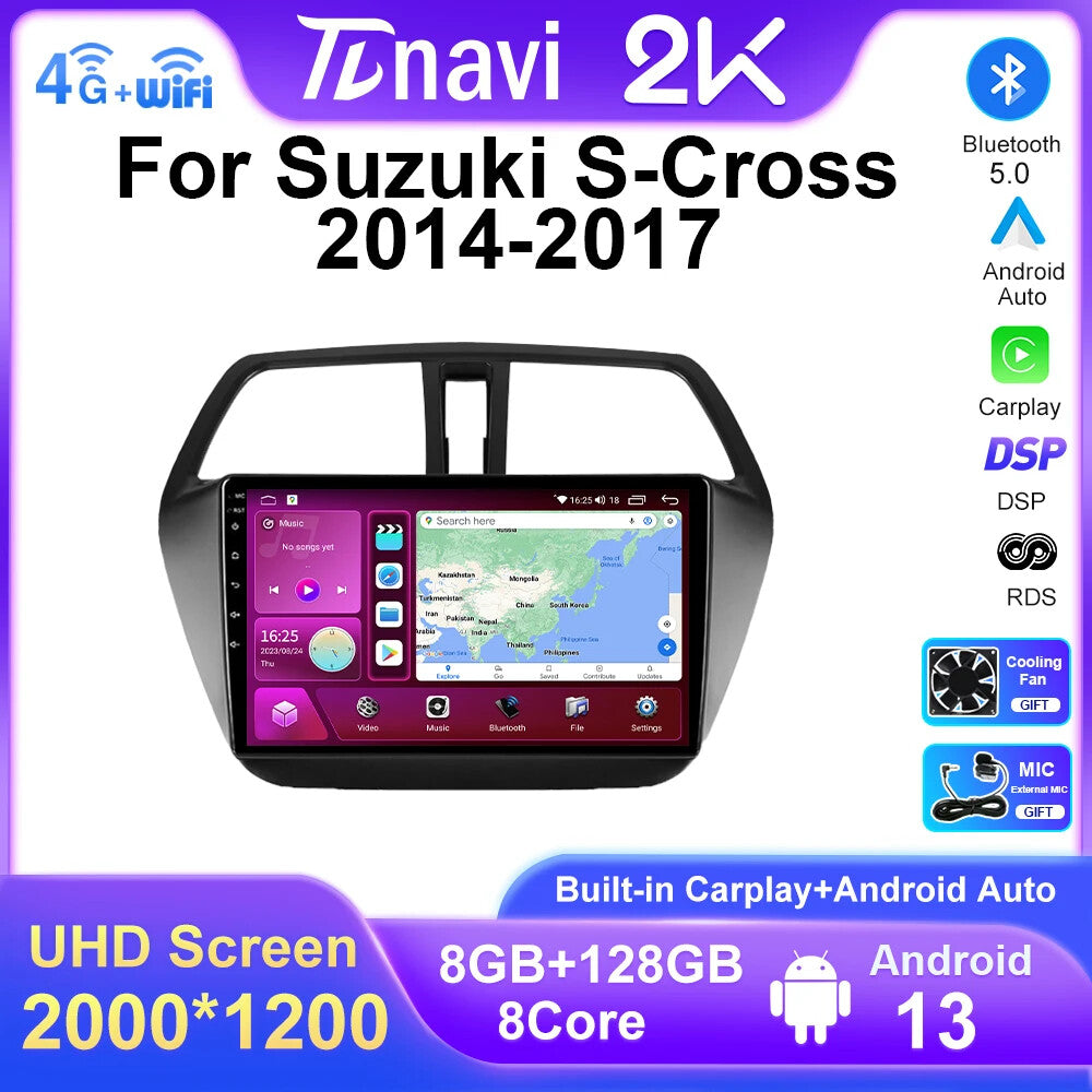 Android Auto CarPlay for Suzuki SX4 S-Cross 2014-17 Car Stereo Radio GPS Screen
