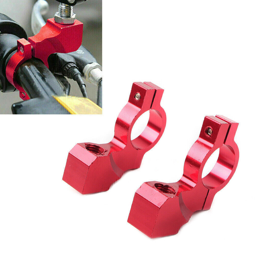 22mm 7/8'' Motorcycle Bike Handlebar Rearview Mirror Mount Bracket Clamp Red Q