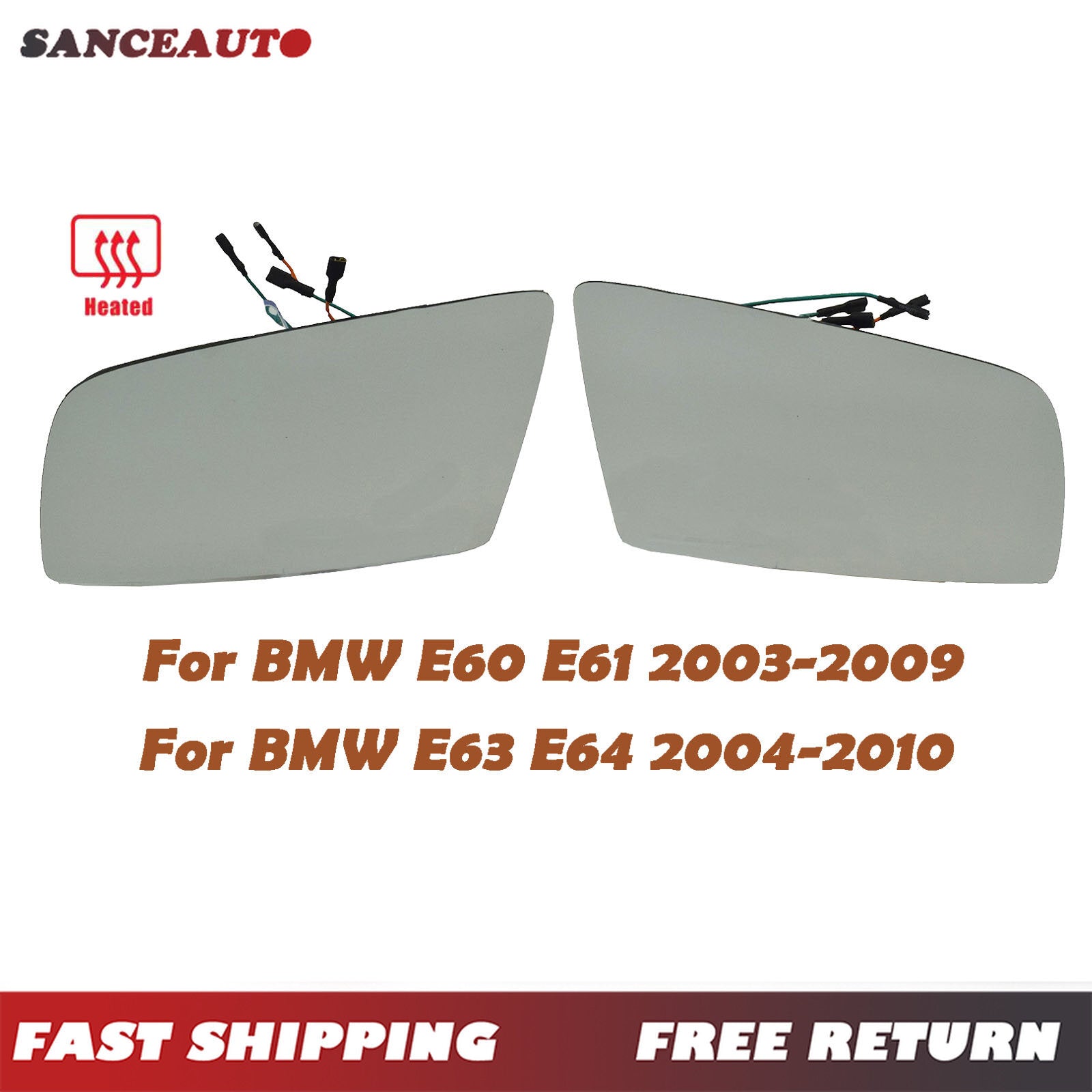 Left and right 4-pin door mirror glass with connector heating suitable for E60 E61 E63 E64- n