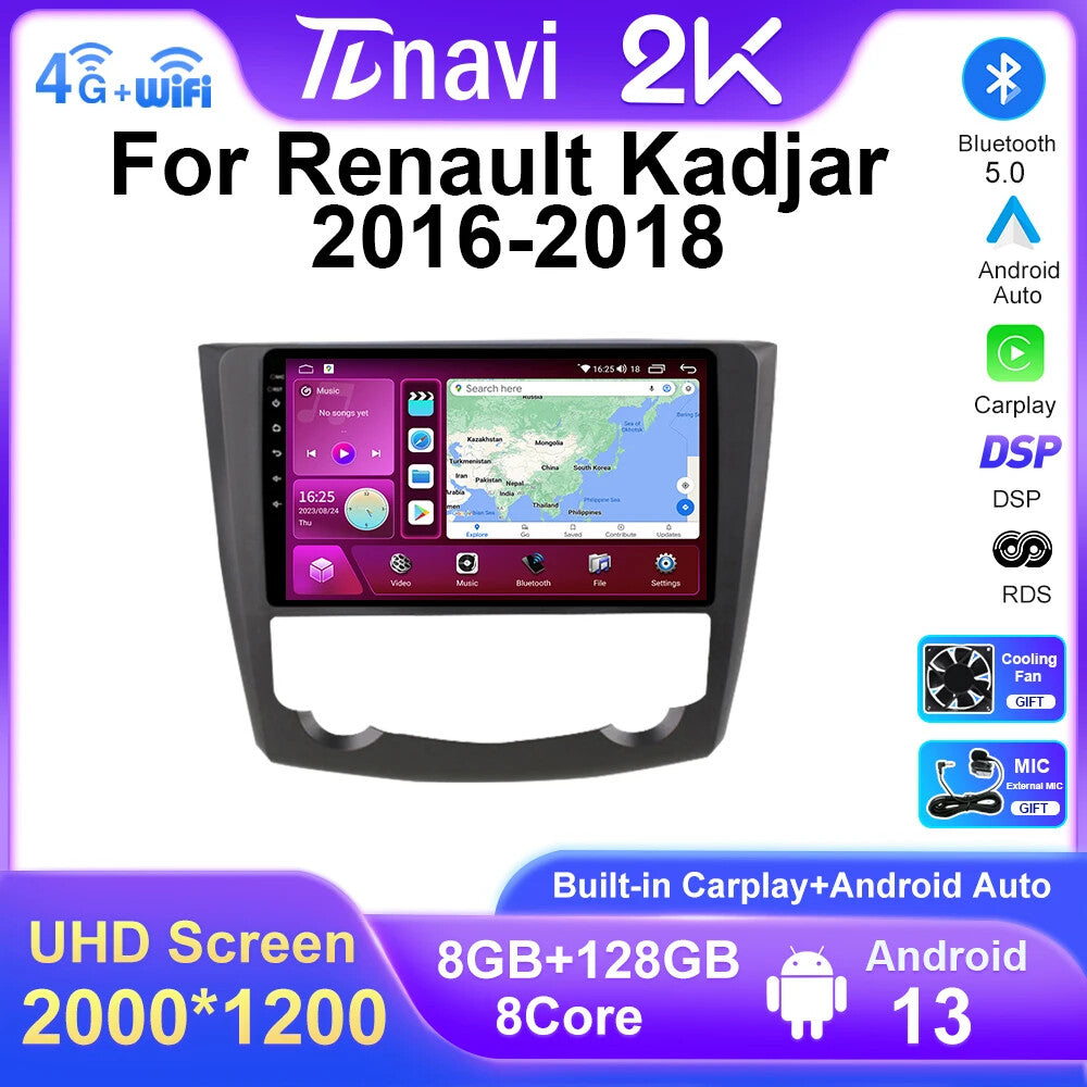 for Renault Kadjar 2016-2018 Stereo Android Car Radio CarPlay Screen GPS Player