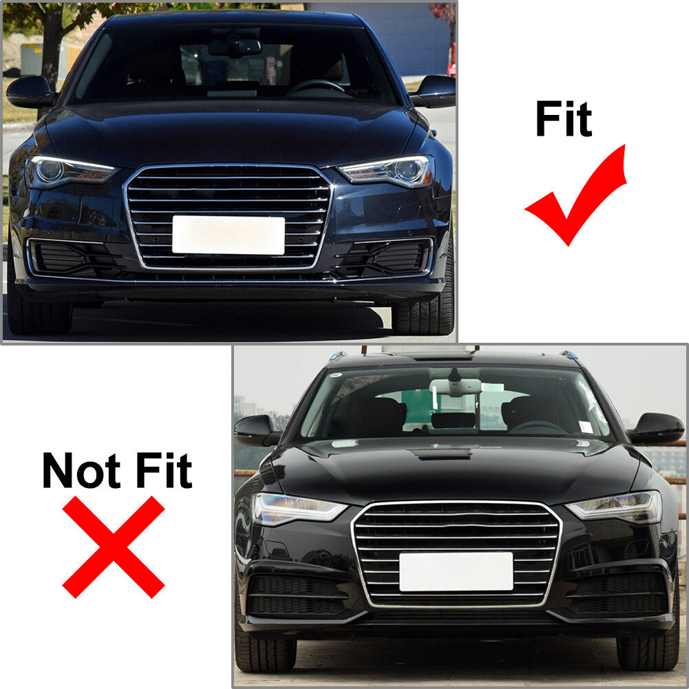 Front Lower Bumper Grille Fog Light Grill Cover With Chrome Trim for Audi A6