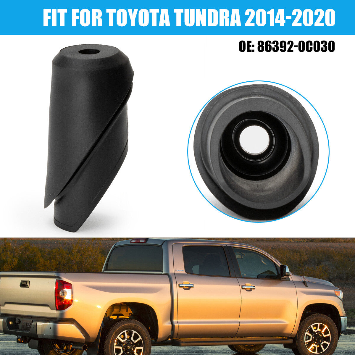 1 replacement part for 2014-2020 for Toyota Tundra 86392-0C030 black antenna bezel mount Q