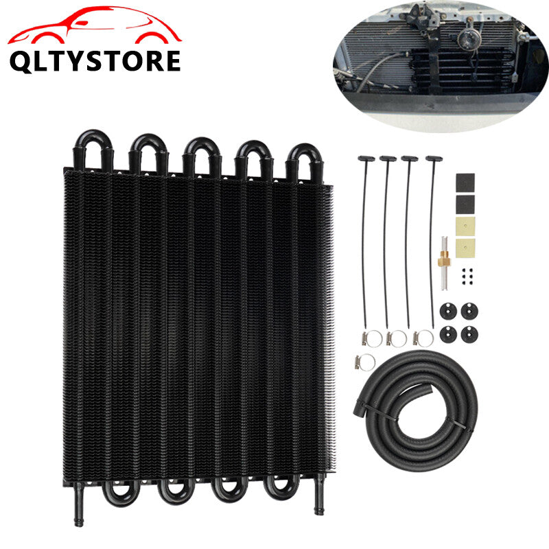 10 Rows Aluminum Remote Transmission Oil Cooler Radiator Converter Kit Black Q