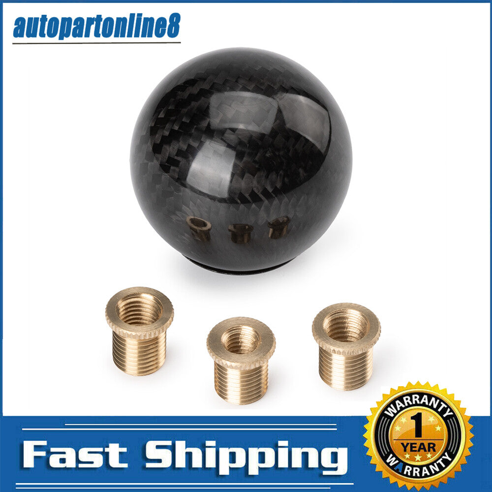 Black universal carbon fiber round ball manual car gear shifter Q
