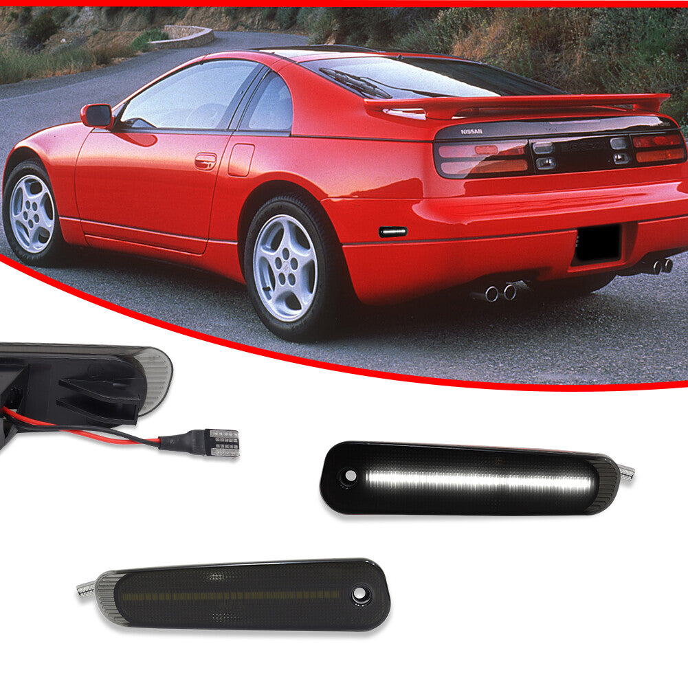Pack Smoked White LED Rear Side Marker Parking Lights for 90-96 for 300ZX Z32- v