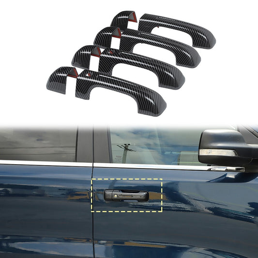 Exterior Car Door Handle Cover Trim for Dodge for Ram 1500 Carbon Fiber 8PCS
