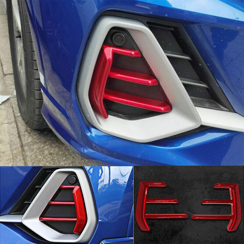 Fit for Audi Q3 2019-2024 ABS Red Exterior Front Bumper Fog Light Frame Trim 2P