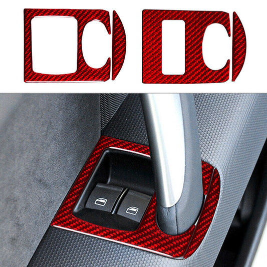 Real Carbon Fiber Car Window Switch Panel Cover Trim for Audi TT TTRS 08-14 2PCS