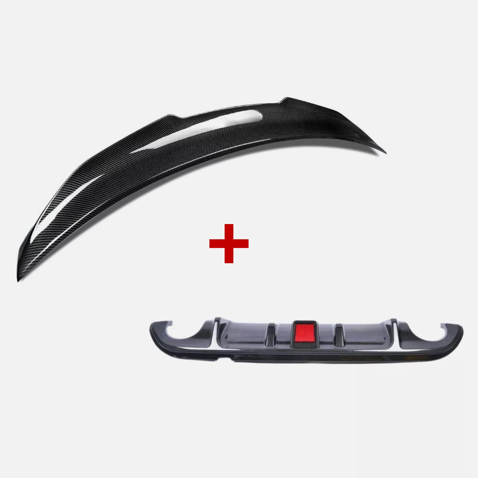 Suitable for 2014-2017 for Infiniti Q50: Carbon fiber rear bumper diffuser and rear boiler. Q