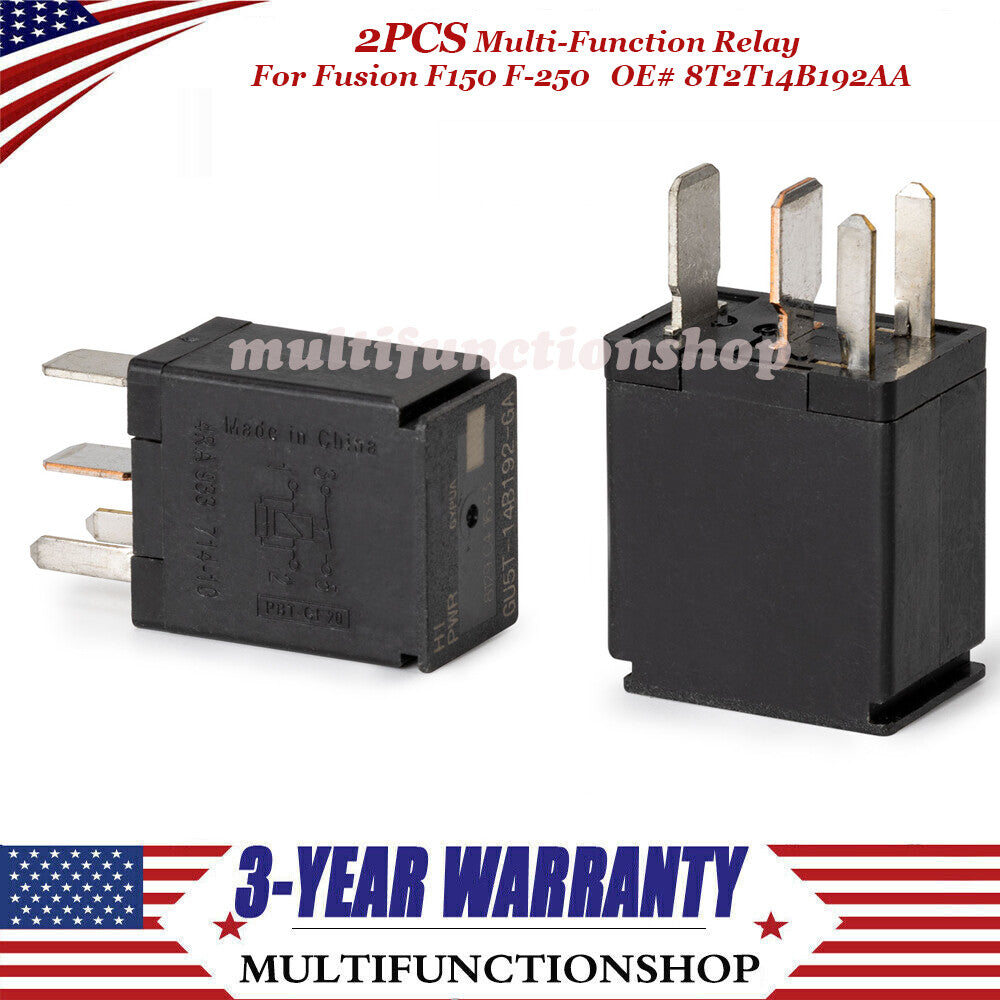 2PCS 4-PIN 8T2T-14B192-AA Relay Black Multi-Function Relay For Fusion F150 F-250