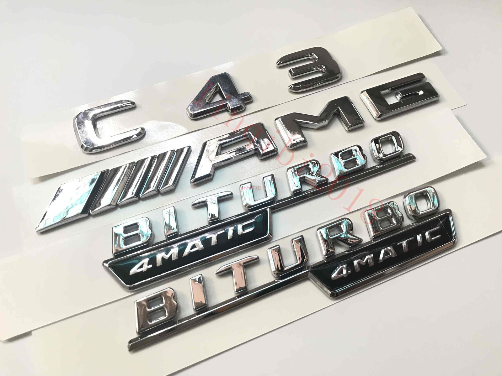 2018 C43 + AMG + BITURBO Letter Trunk Embl Badge Sticker for Mercedes-Benz