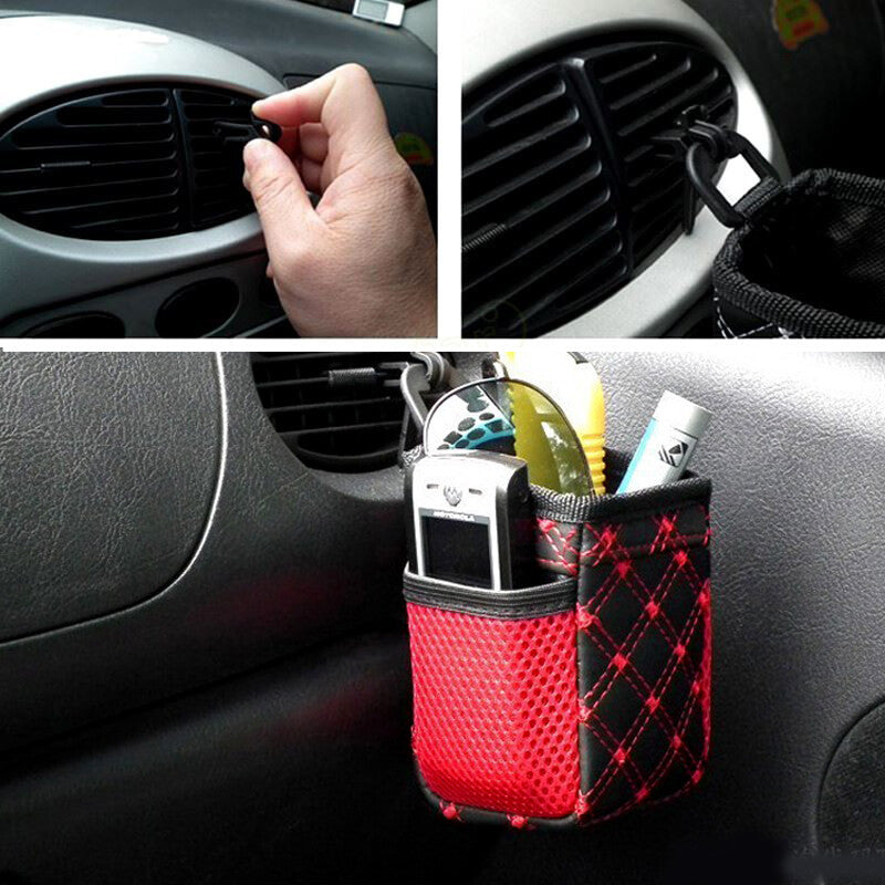 Car vent clip socket phone pocket storage box small item storage bag - n