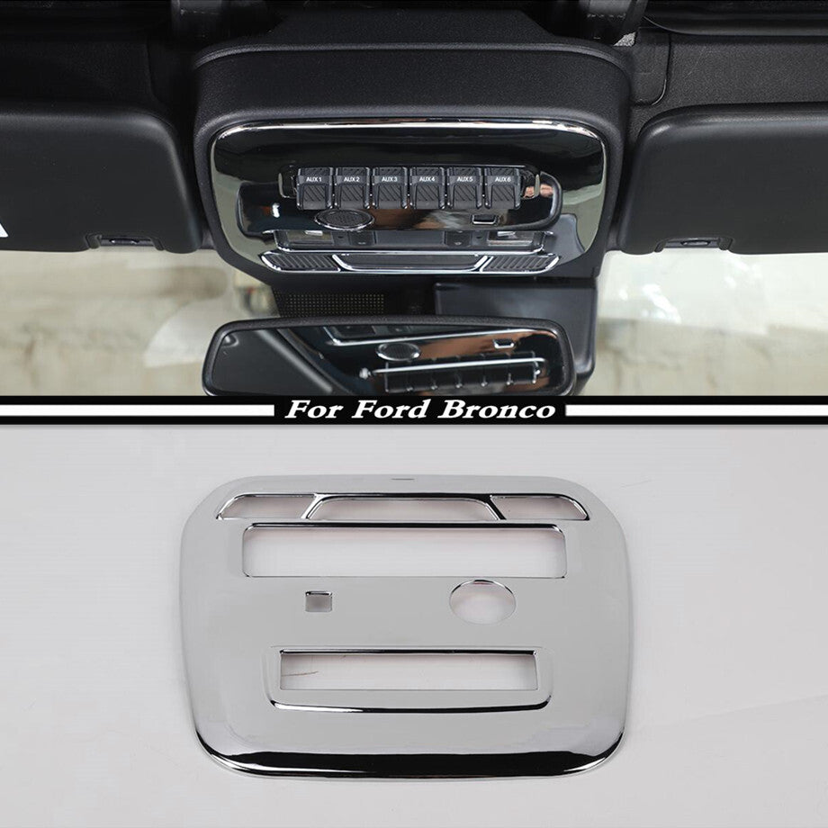 For 2021-2023 Bronco Chrome Inner Front Roof Reading Light Lamp Cover Trim v