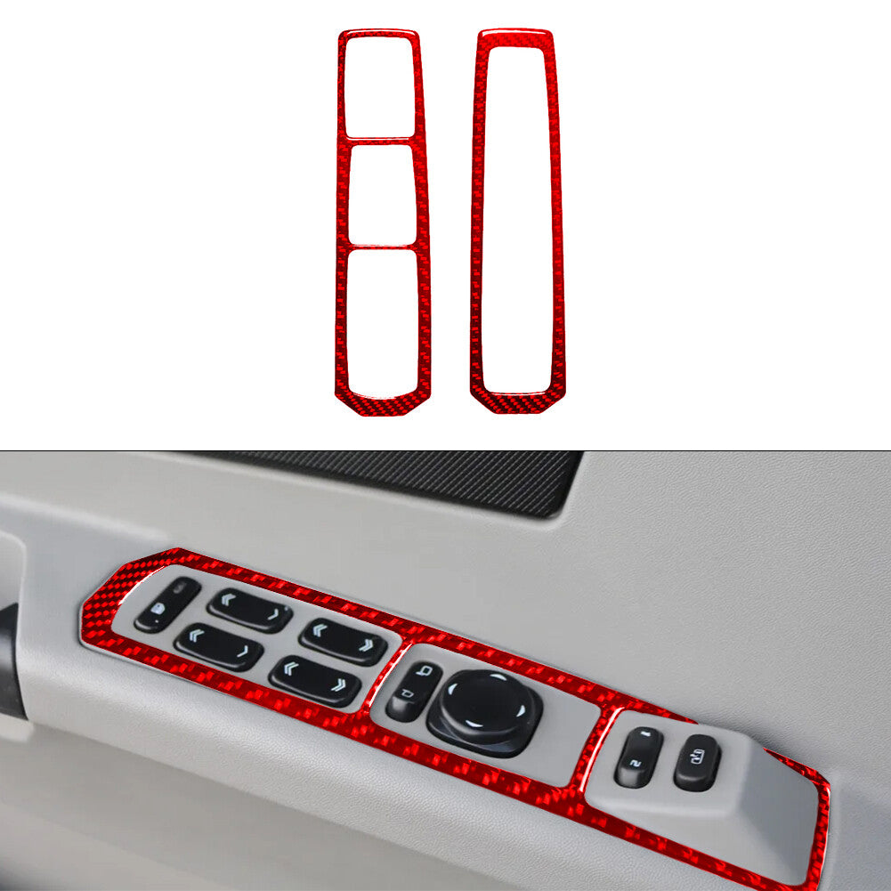 Red Carbon Fiber Front Window lift Control Cover Trim for Cadillac CTS 2003-2007