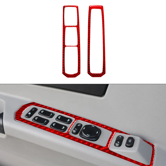 Red Carbon Fiber Front Window lift Control Cover Trim for Cadillac CTS 2003-2007