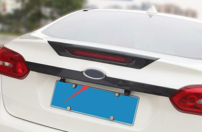 1P Carbon Fiber Rear Tailgate Trunk Lid Cover Trim for Ford Focus Sedan 15-2018