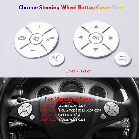 12x for Mercedes-Benz W212 W204 W221 X204 Car Steering Wheel Switch Cover Trim