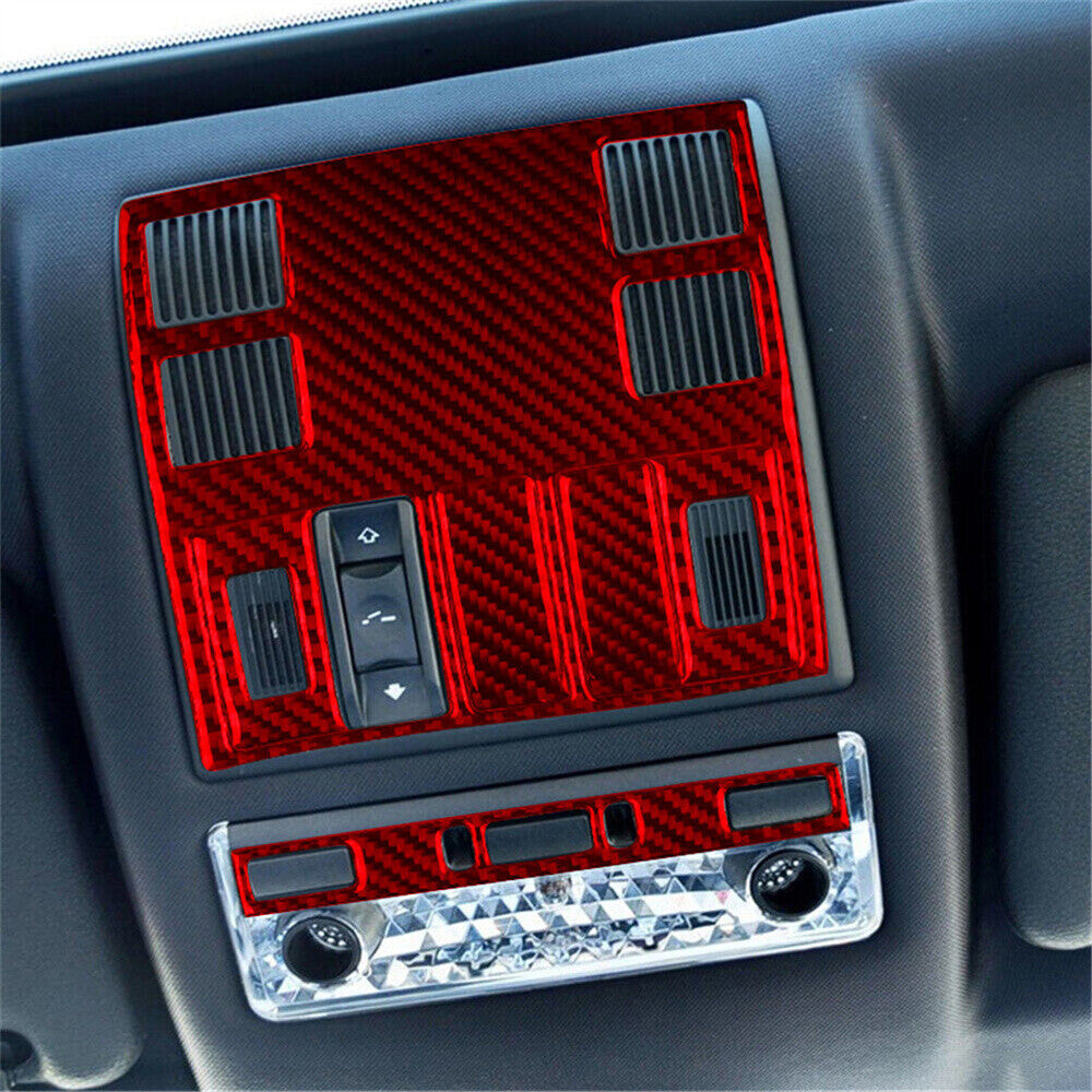 Red Carbon Fiber Front Roof Reading Light Lamp Panel Trim for BMW X3 E83 2004-10