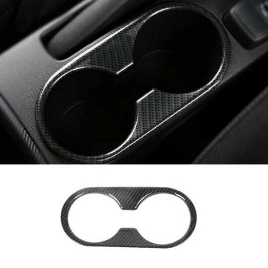 1X Carbon Fiber Front Water Cup Holder Panel Cover Trim for Mazda CX-3 2016-2021