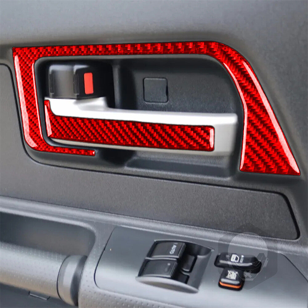 6¡ÁRed Carbon Fiber Interior Door Handle Panel Trim For Toyot@ FJ Cruiser 2007-21