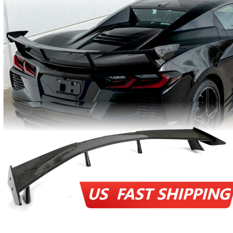 ABS Carbon Style For 20-23 for Corvette C8 Rear Trunk High Spoiler Wing n