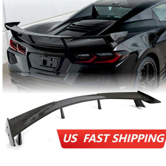 ABS Carbon Style For 20-23 for Corvette C8 Rear Trunk High Spoiler Wing n