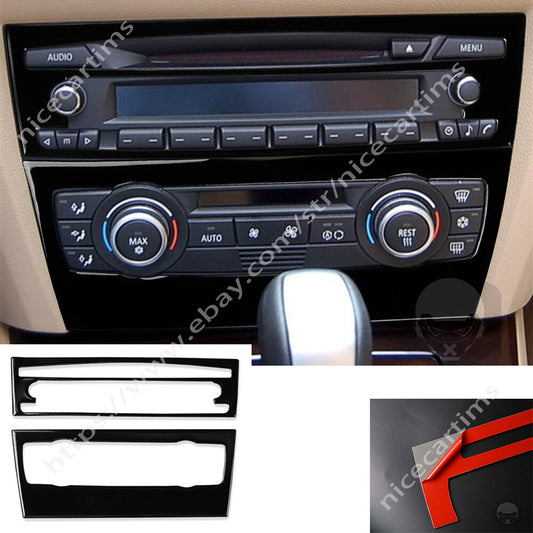 2¡ÁBlack Console Air Condition AC /CD Panel Trim for BMW 3 Series E90 E92 2005-12