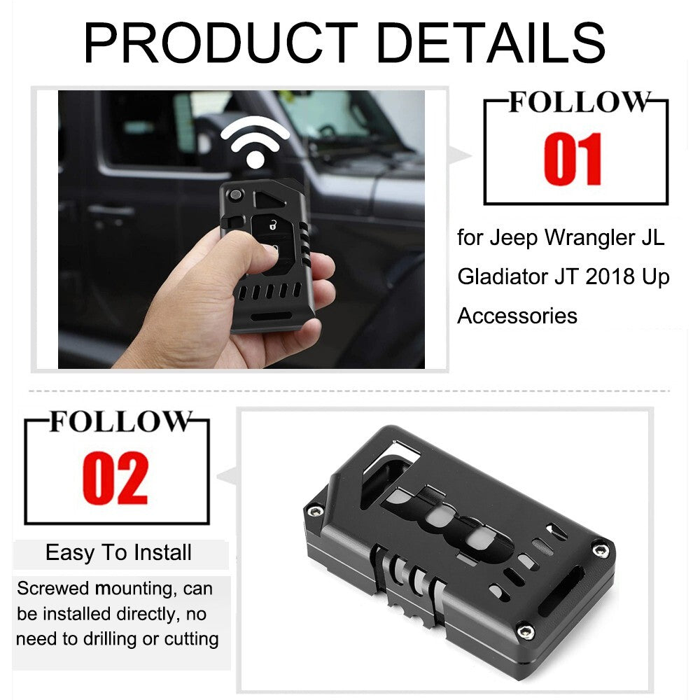 Black Key Case Cover Protector Shell for Jeep for Wrangler JL Gladiator JT 2018-2023