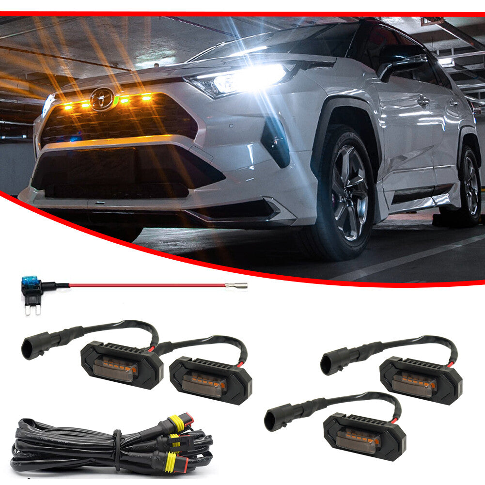 Pack Smoked Lens Front Grill / Grille Mesh LED Light Kit for RAV4 2019-2022- v