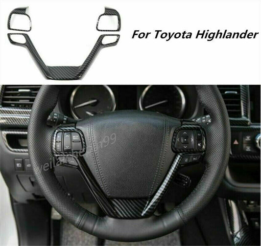 3P Carbon Fiber Inner Steering Wheel Cover Trim for Toyota Highlander 2014-2019