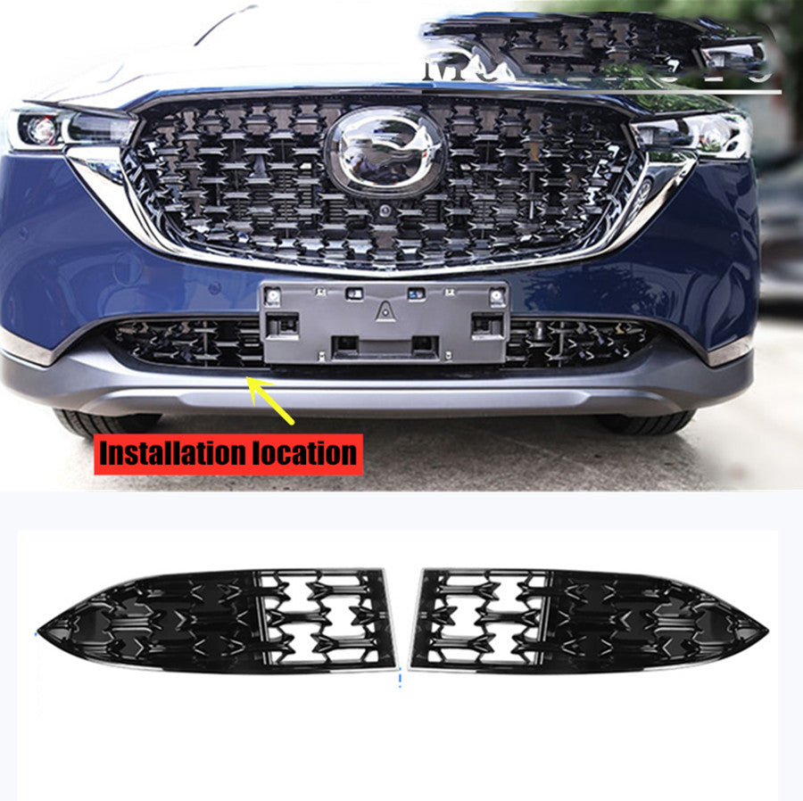 4P Glossy Black Front Bumper Grill Grille Decor Trim For 2022-2023 for Mazda CX-5 B n