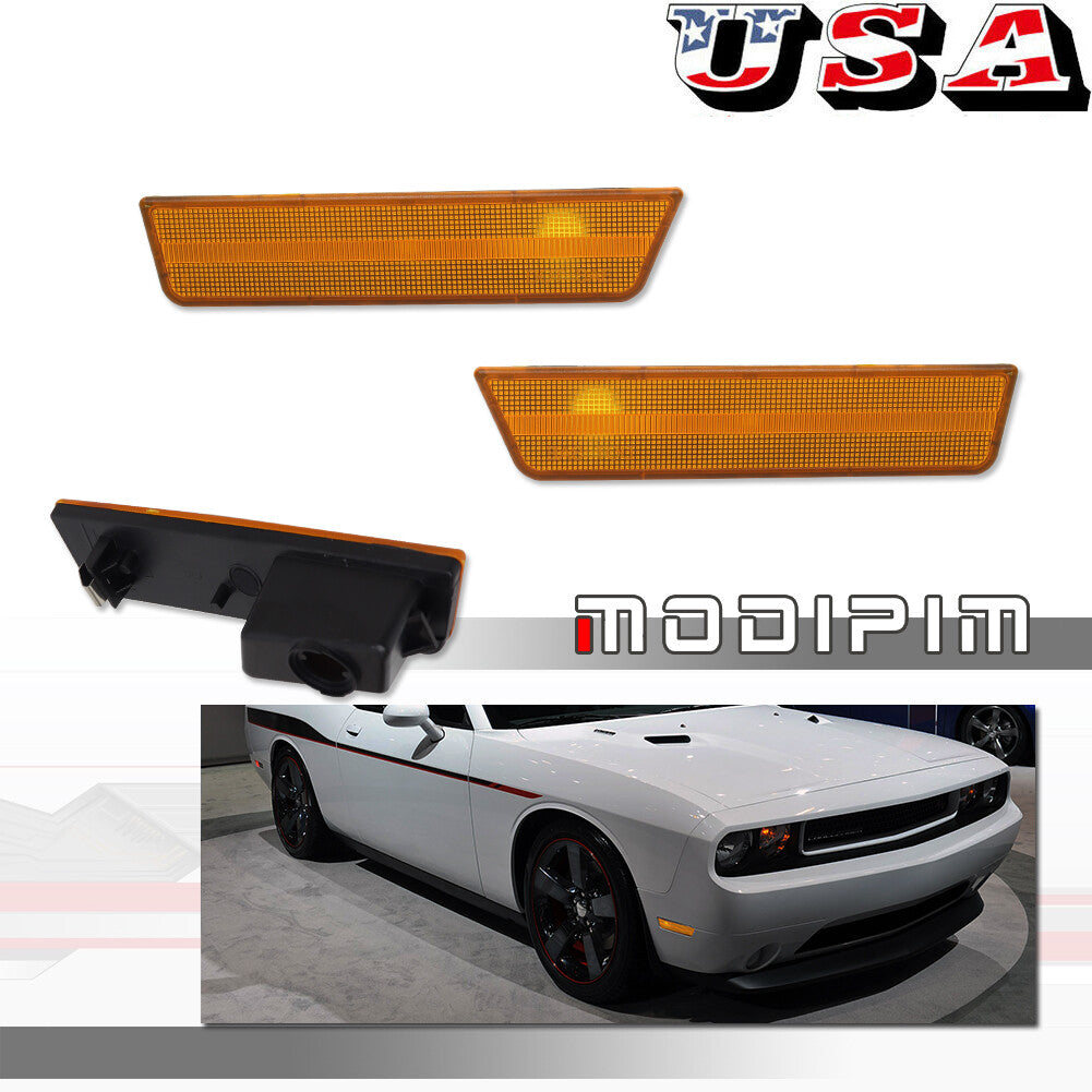 OE Style Amber Lens Front Side Marker Light Cover for 2008 - 2014 for Dodge for Challenger - v