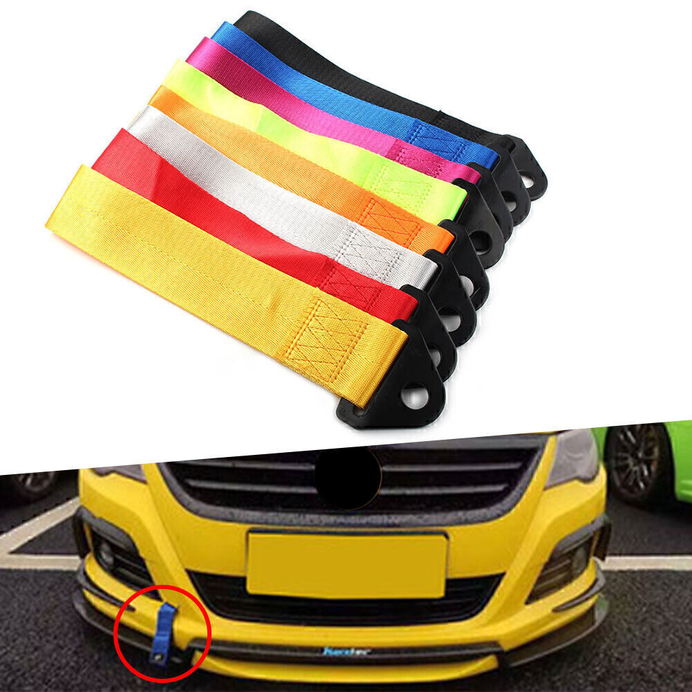 Racing Car Tow Towing Strap Belt Rope Rally Hook Universal Rear/Front Bumper Q