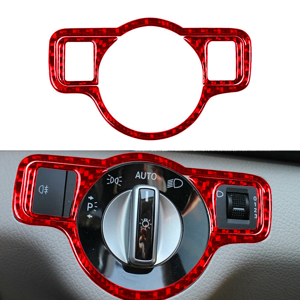 for Mercedes-Benz A B C E G CLA GLA GLK Red Carbon Fiber Headlight Knob Trim D
