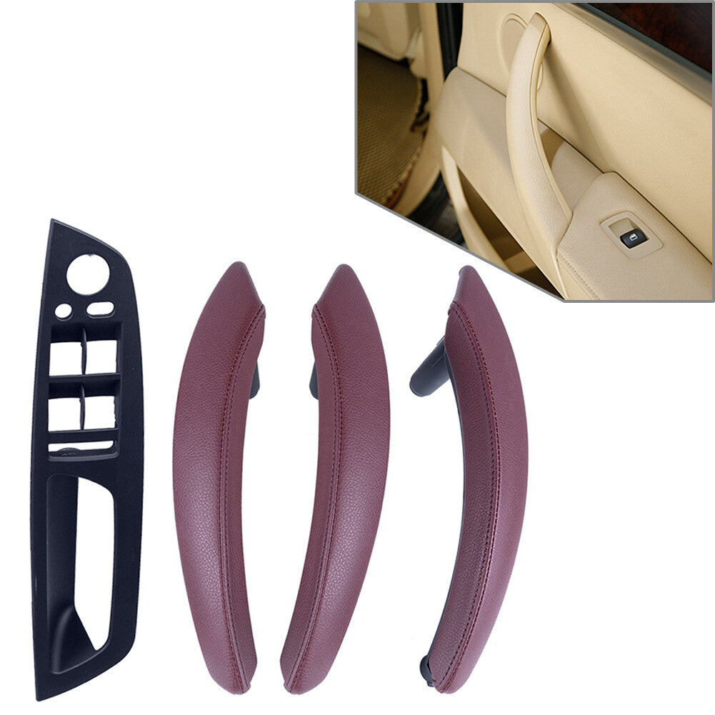 7x Leather Inner Interior Door Pull Handle Trim Fit for BMW X5 E70 X6 E71 LHD