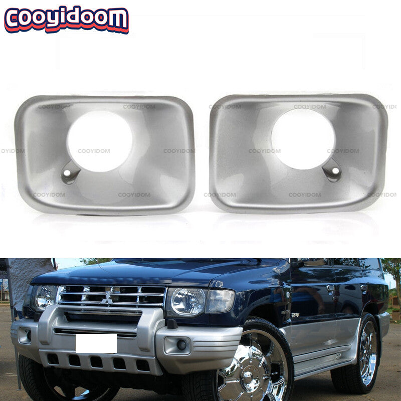 A pair of front bumper fog light protectors for Mitsubishi PAJERO MONTERO V32 V33 V43