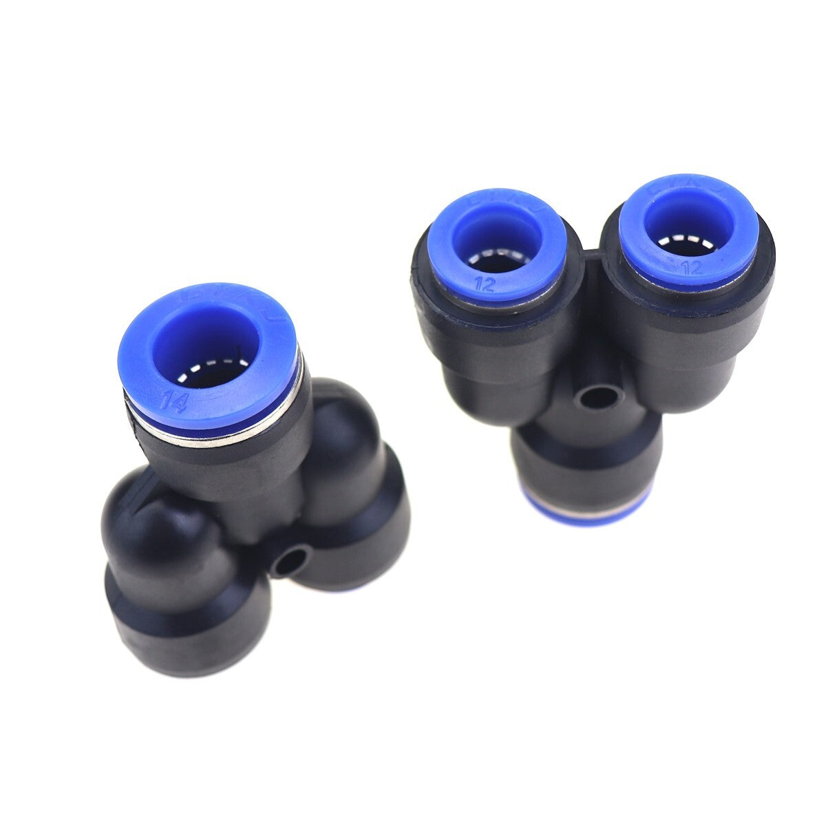 2-piece pneumatic reduction Y-type combined air push type 3-way connector pipe OD 9/16 to 1/2