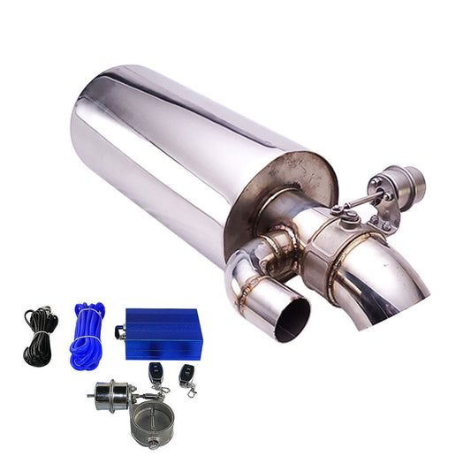 1x 3 Adjust The Sound Muffler W/ Exhaust Valve Dual Outlet 8 Body 680mm Long