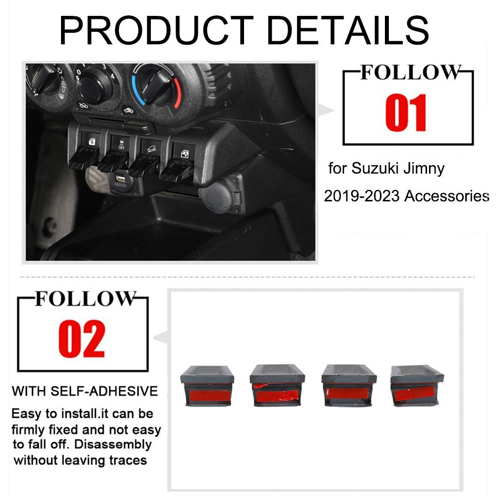 Carbon Fiber Window Lift Button Extension Switch Trim for Suzuki for Jimny 2019-2023