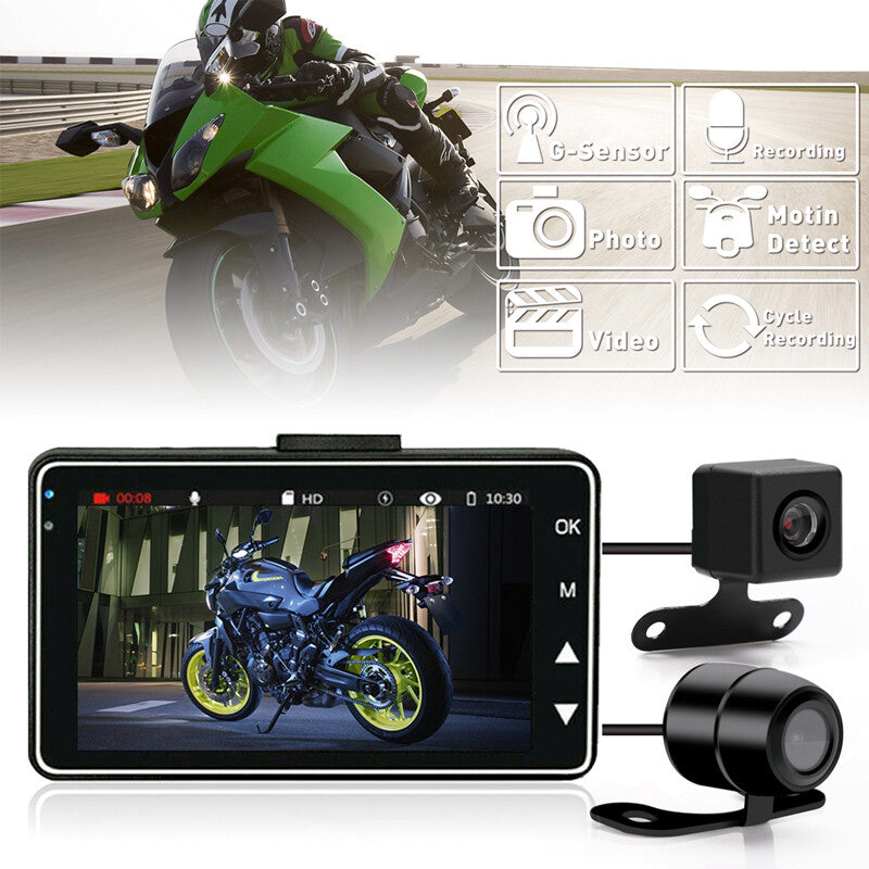 Motorcycle/Skateboard DVR Front + Rear Camera Dashcam with G Sensor - n