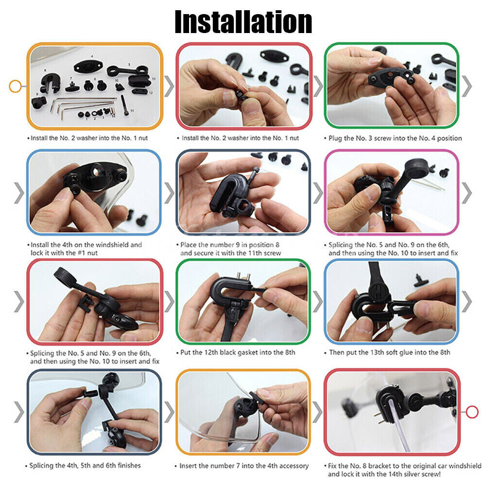 Motorcycle Adjustable Clip-On Windshield Extension Spoiler Windscreen Deflector Q