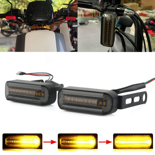 Two handlebar LED turn signal flashing running lights for Harley Sportster
